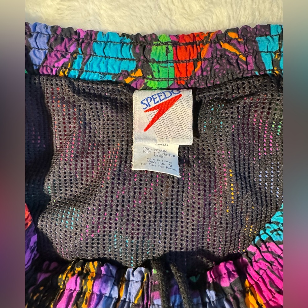 VINTAGE 80s RARE Speedo Multi-Color Abstract Track Shorts - Picture 4 of 7
